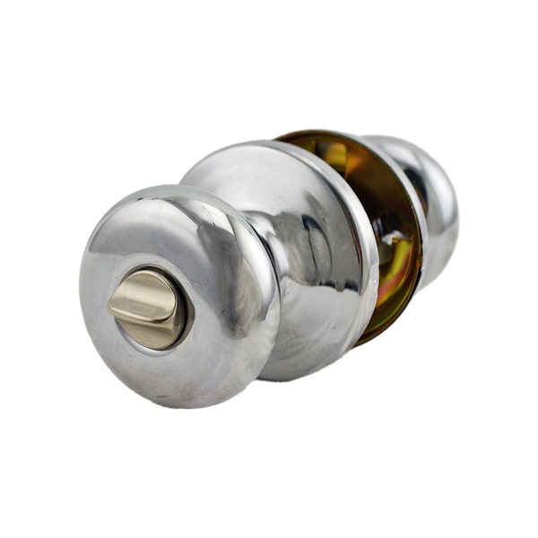 Hancock Knob Privacy Door Lock with New Chassis with 6AL Latch and RCS Strike Bright Chrome Finish